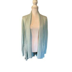 Talbots Cardigan Womens S Used Open Front Linen Blend Seafoam